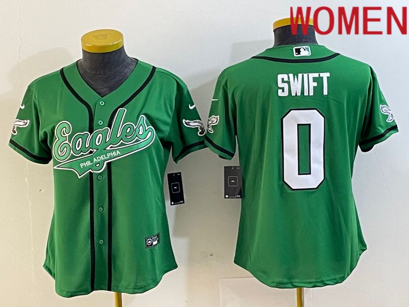 Women Philadelphia Eagles #0 Swift Green Nike 2023 Co Branding Game NFL Jersey style 1->women nfl jersey->Women Jersey